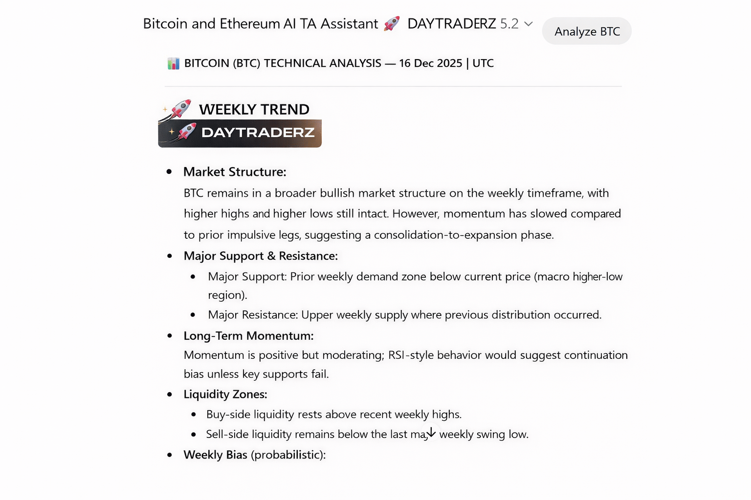 BTC & ETH AI Technical Analysis Assistant
